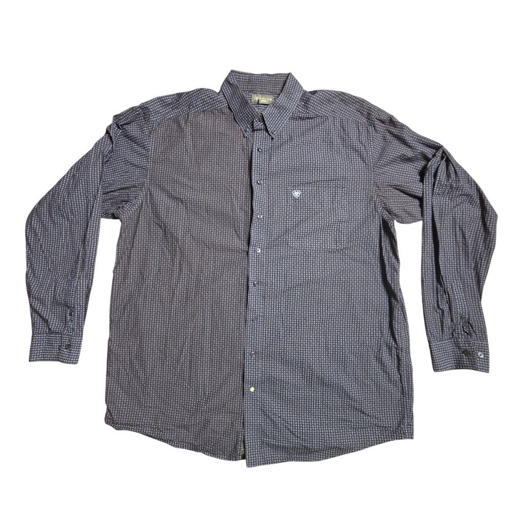 Ariat Geometric Print Long Sleeve Button Down Shirt Mens 2XLT Western Work